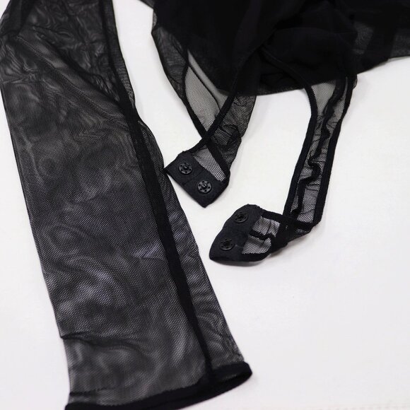 AKRIS Mock-Neck Illusion Sheer See Through Long-Sleeve Mesh Bodysuit - Picture 10 of 12